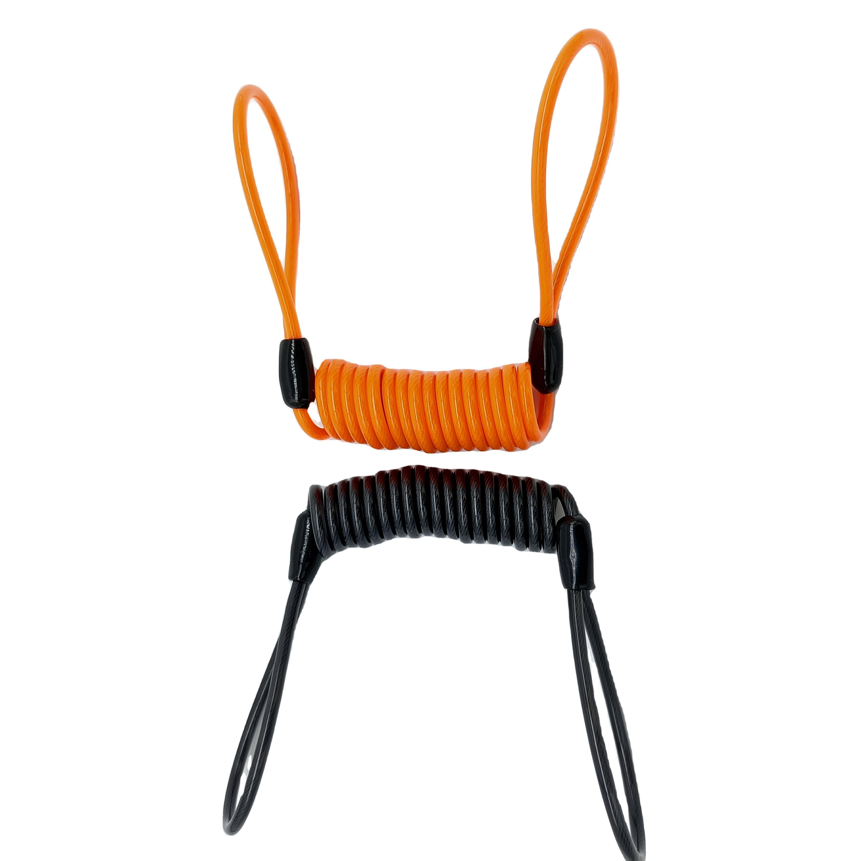 1.2 meters spring shape portable steel wire rope for all kinds of locks , clothesline, helmet safety rope