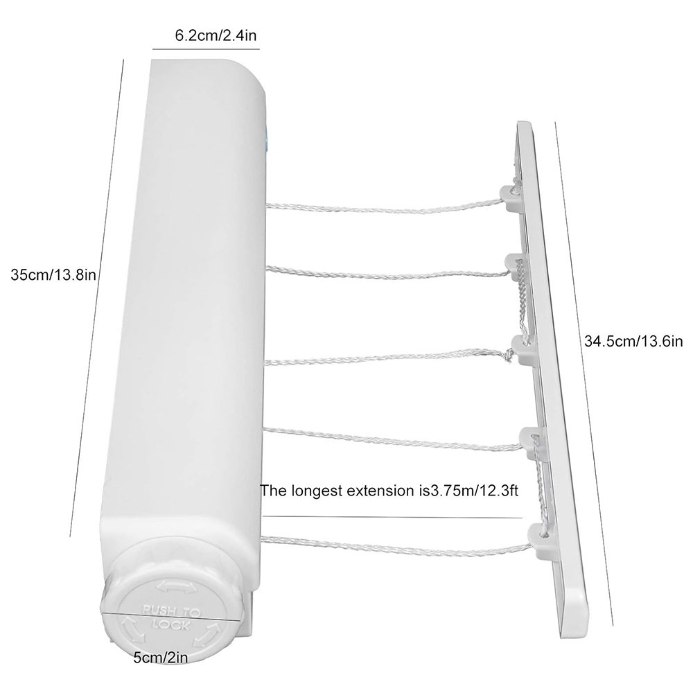 Automatic Retractable Clothesline Drying Rack - Convenient Indoor Outdoor Dryer Outdoor Retractable Laundry Line Drying Rack