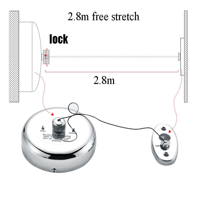 Stainless Single lines Wall Mounted Retractable Clothesline washing line