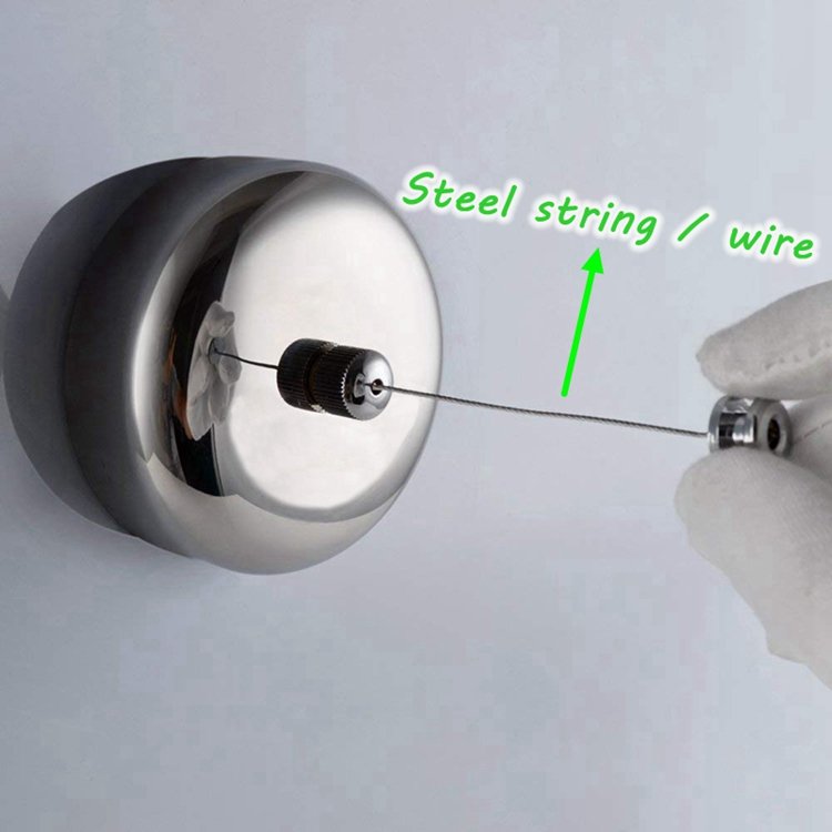 2.3m 7.5FT Wall Mounted Stainless Steel Retractable Clothesline Washing Line with Steel String / Wire / Rope