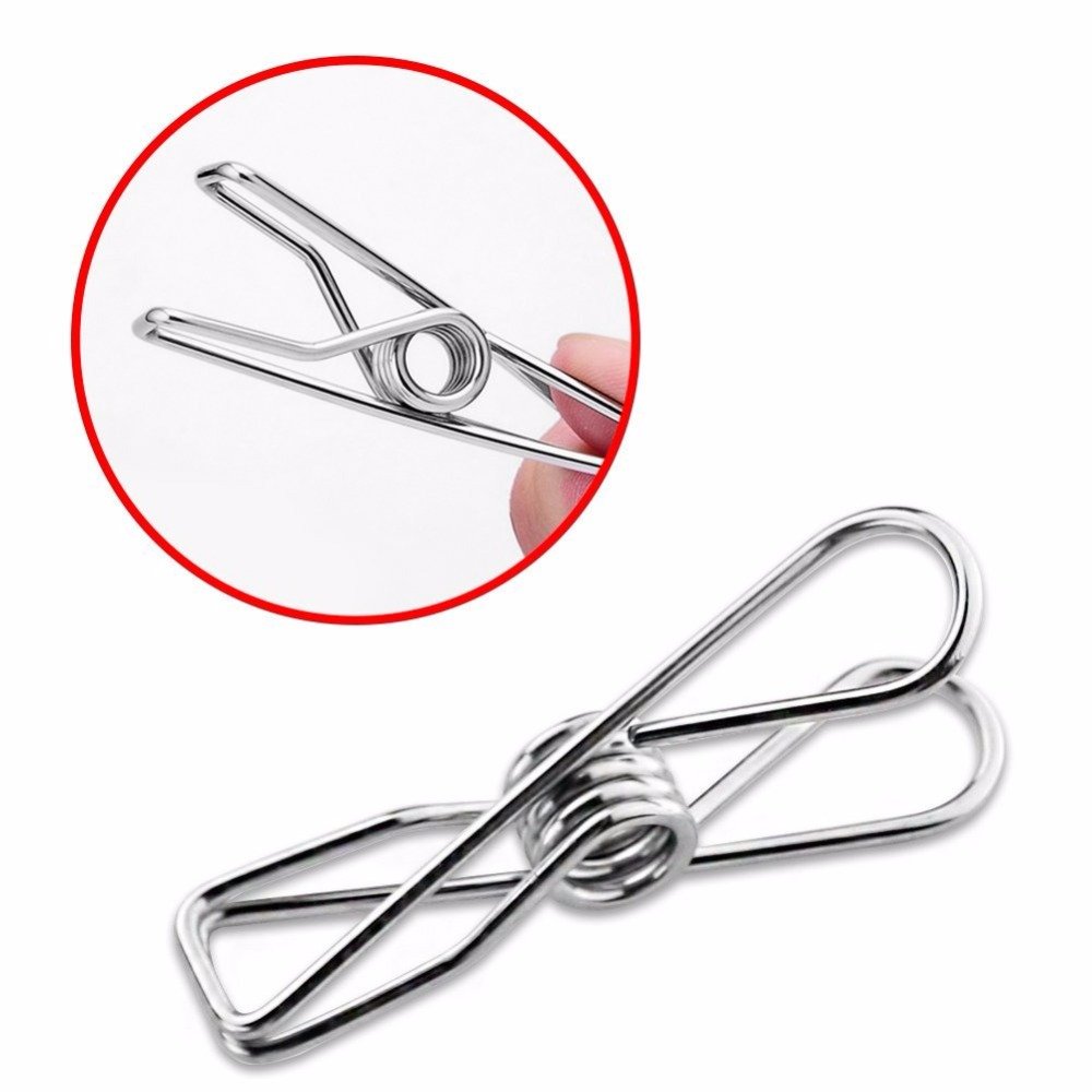 Stainless Steel Wire Laundry Clips For Outdoor Indoor Clothesline Drying Clothespins Fasteners for Socks, Scarfs
