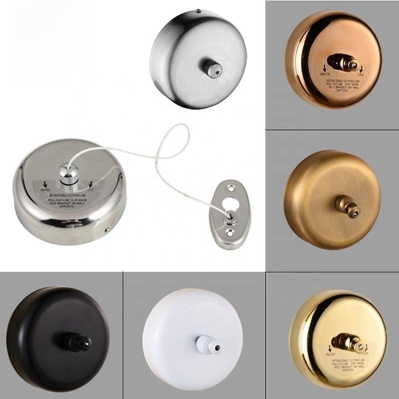 Stainless Steel Black Round Retractable Clothline Wall Mounted Clothes Hanger Line