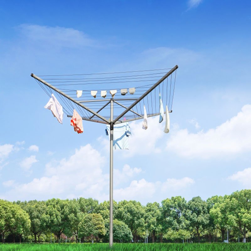 Wireking Nordic Large 60M Drying Space Umbrella Cloth Stands Metal Clothing Washingline Drying Rack in Outdoor Yard