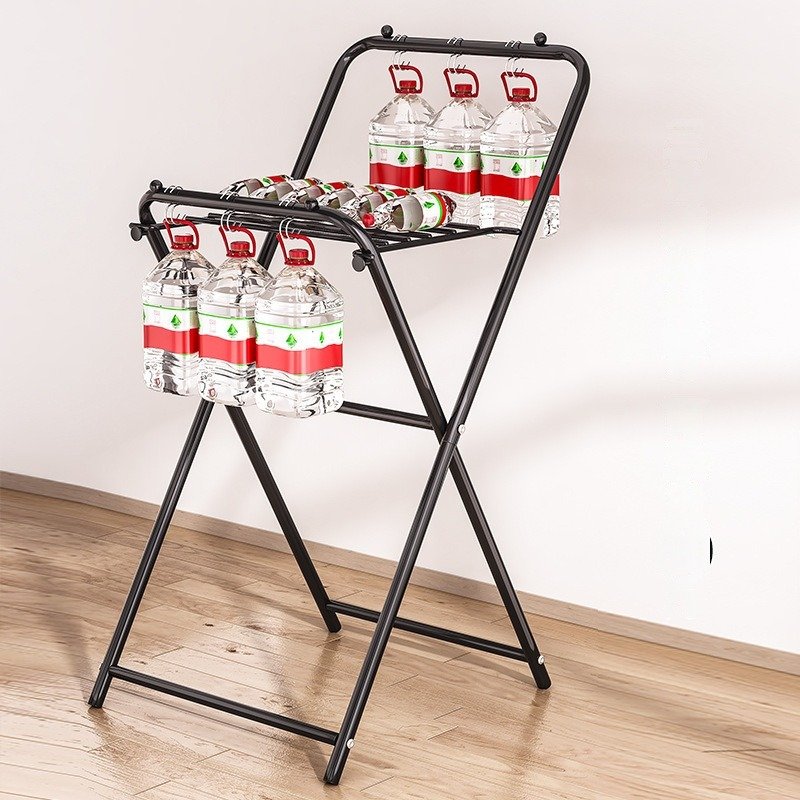 household installation-free Laundry display rack update Winged Foldable 2 Layers clotheslines carbon steel Stand Drying Rack