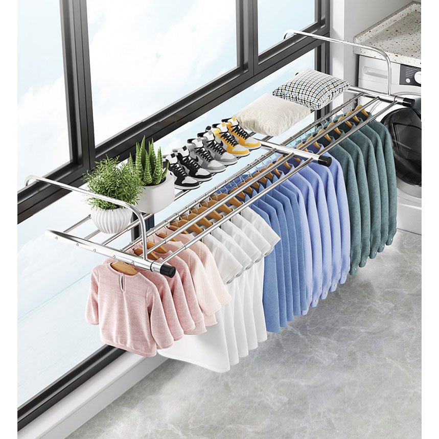 Portable Retractable Stainless Steel Clothesline Telescopic Indoor Outdoor Laundry Hanger Clothes Dryer