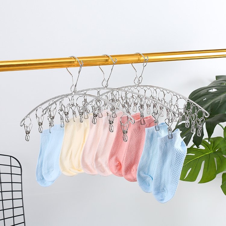 Hot Sale 201 Stainless Steel Portable Multifunctional Drying Rack Clips Metal Underwear Bra Drying Rack With Clips