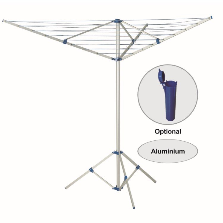 WIREKING 30M 3 Arms Aluminum Foldable Clothes Adjustable Laundry Racks Rotary Outdoor Umbrella Drying Rack
