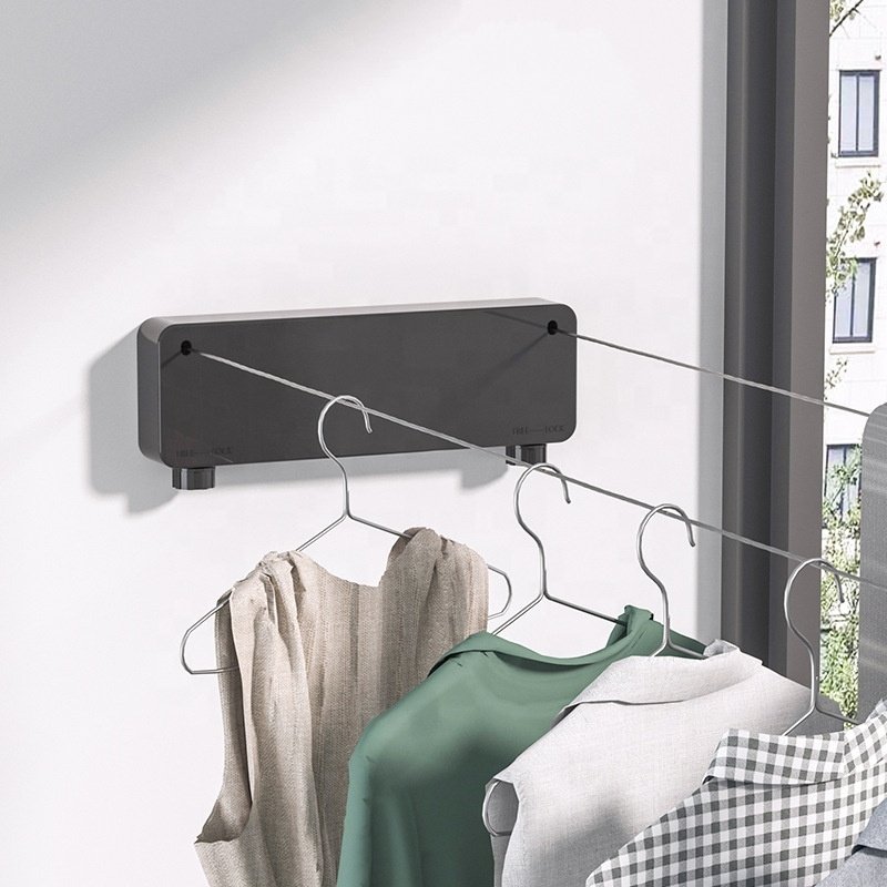 High quality 5.2M ABS 304 stainless steel retractable clothesline double line white black washing line retractable clothesline