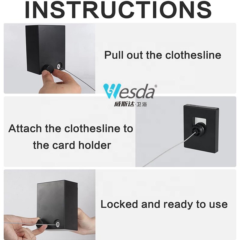 WESDA Indoor Outdoor Retractable Clothesline Laundry Adjustable Drying Rope Wire Dryer Retracting Clothes Line