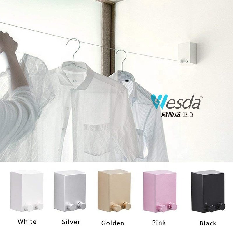 WESDA Indoor Outdoor Retractable Clothesline Laundry Adjustable Drying Rope Wire Dryer Retracting Clothes Line