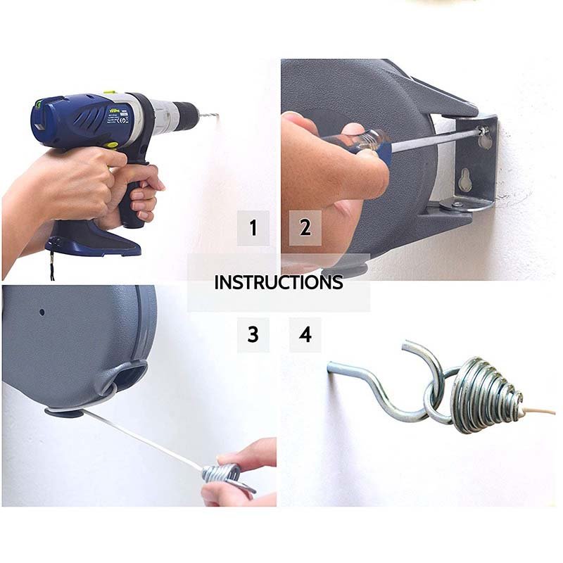 Multifunctional Retractable Indoor/Outdoor Portable Heavy-Duty Clothesline Durable Rope with Wall Mount Hang for Drying