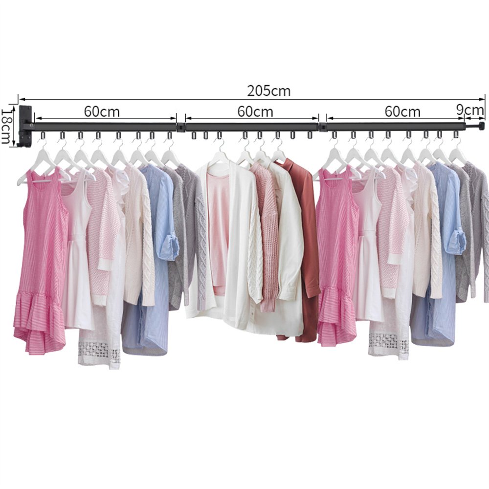 2022 New Upgrade Upturned Folding Clothes Rack New Clothes Drying Rack Three-layer Retractable Clothes Rack Black Clothesline