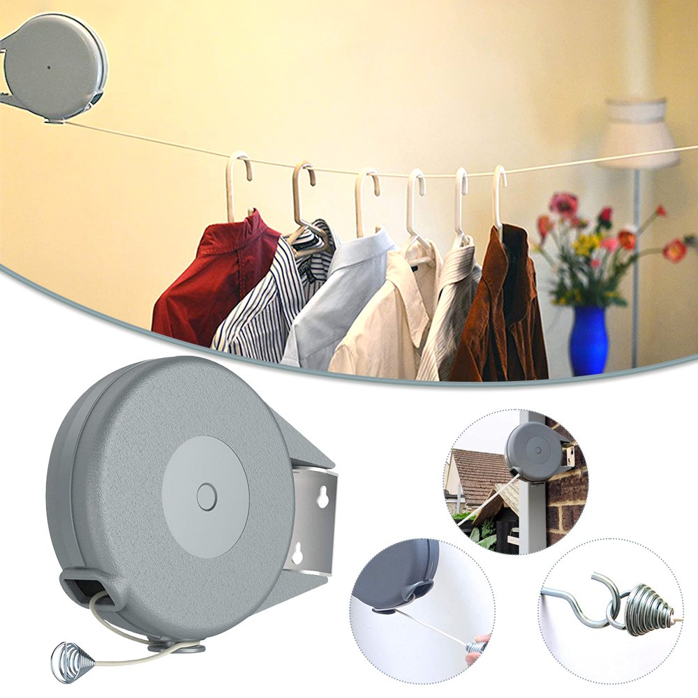 15m Retractable Clothesline Invisible Clothes Drying Rack Rope Outdoor Dryer Organizer for Home Indoor Wall Hanger Supplies