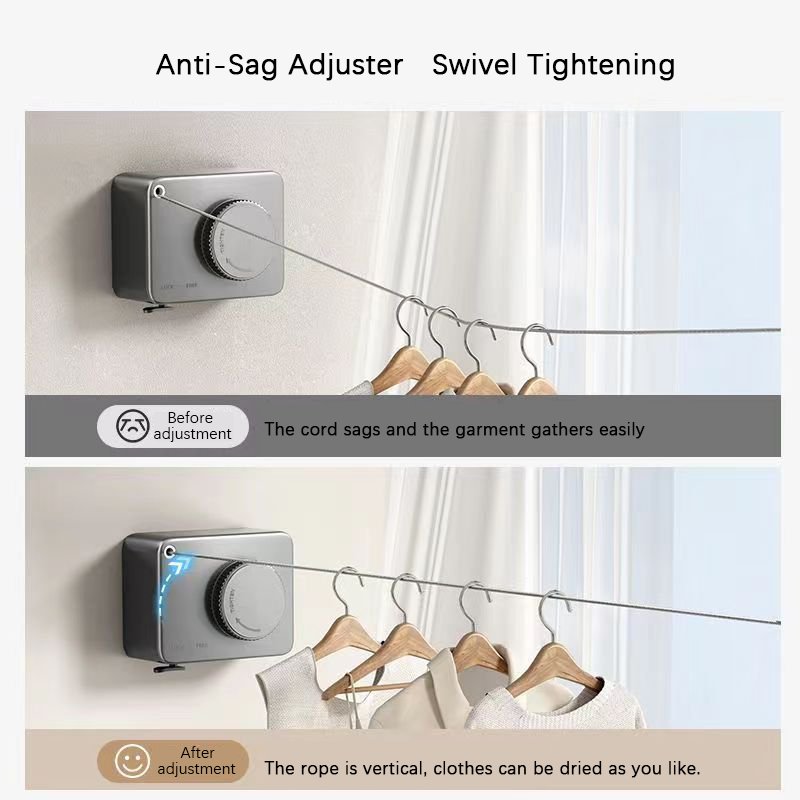 Laundry Storage Drying Racks Clothesline Outdoor Clothesline 4.3m Free Retractable Rope