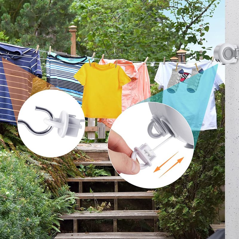 Double Retractable Washing Lines Heavy Duty Clothes Line Retractable Clothesline Rope for Indoor Outdoor Laundry Drying