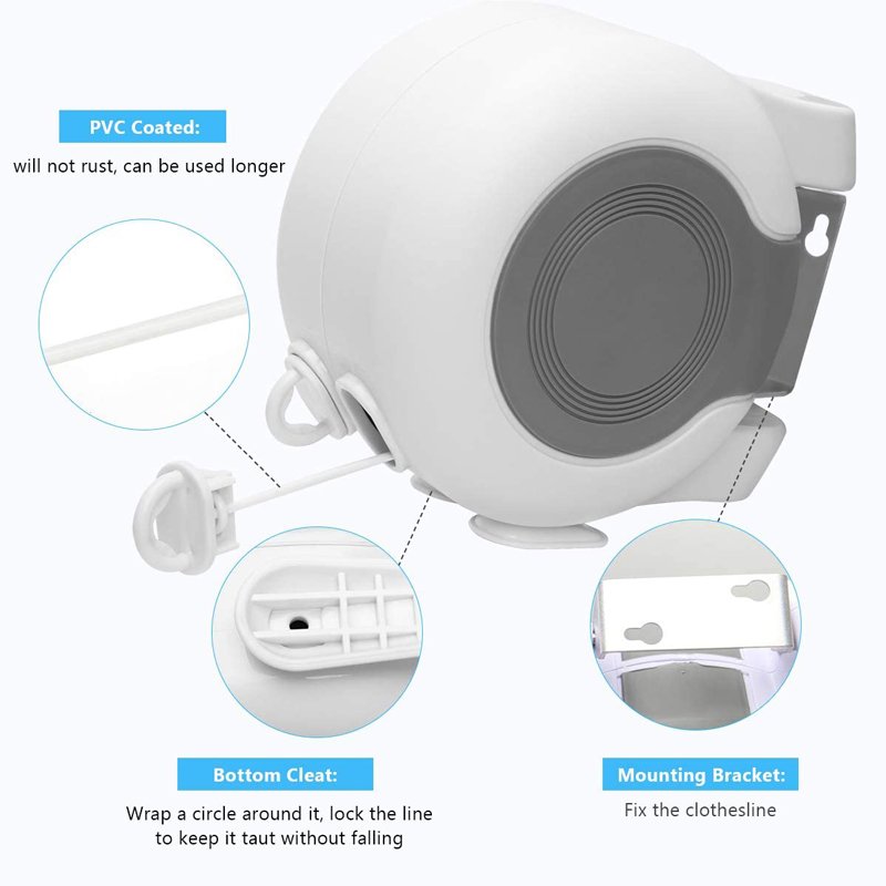 Double Retractable Washing Lines Heavy Duty Clothes Line Retractable Clothesline Rope for Indoor Outdoor Laundry Drying