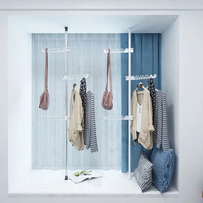 Factory hot sale Floor-standing drying rack indoor balcony bedroom clothesline pole household punch-free coat rack