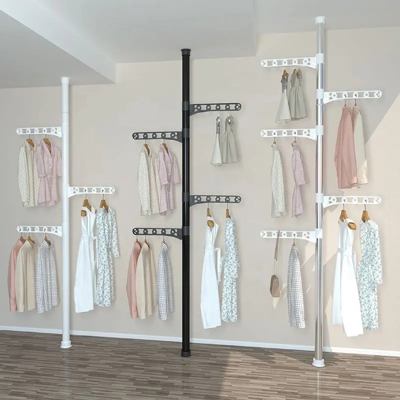 Factory hot sale Floor-standing drying rack indoor balcony bedroom clothesline pole household punch-free coat rack