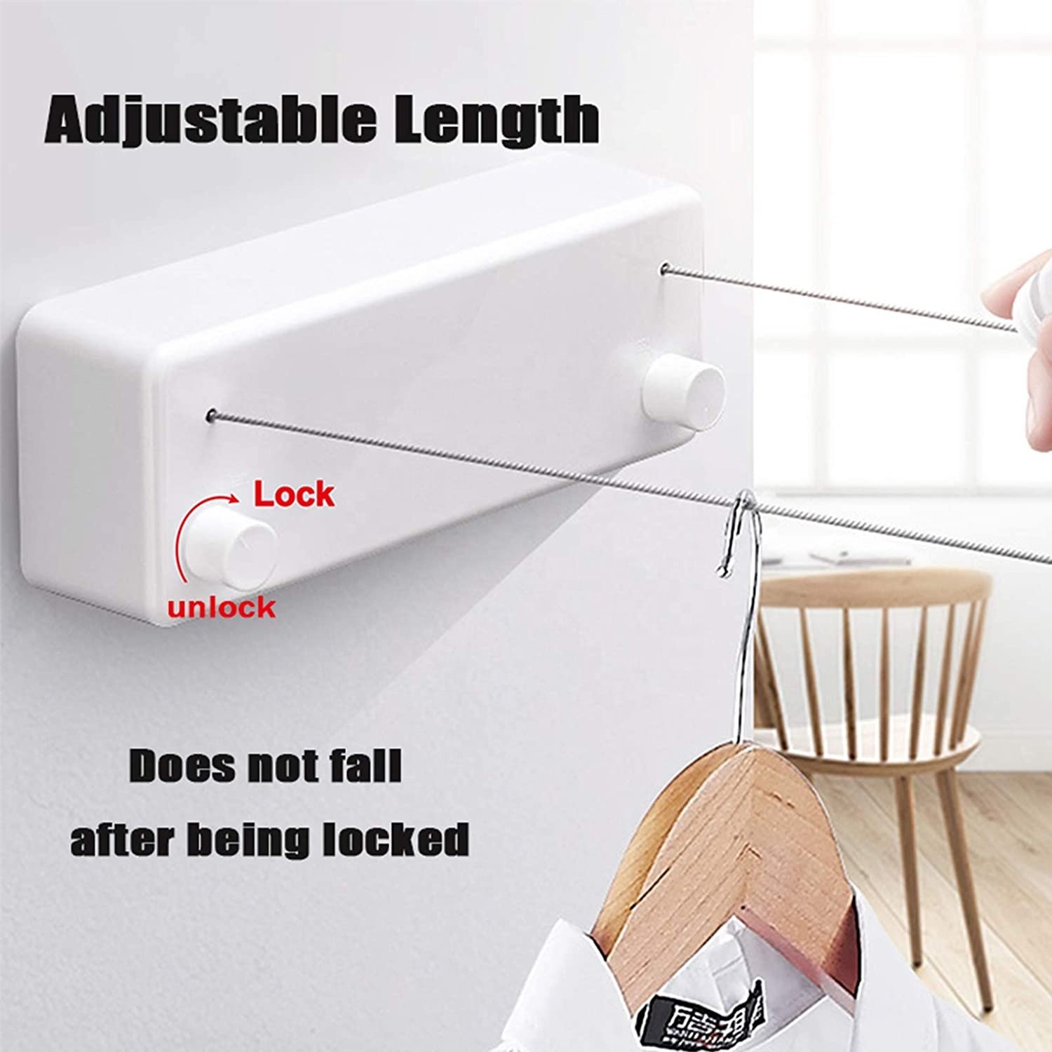 Wall Mounted ABS Japanese Retractable Clothesline Double Clothes Rope for Balcony, Indoor, Outdoor