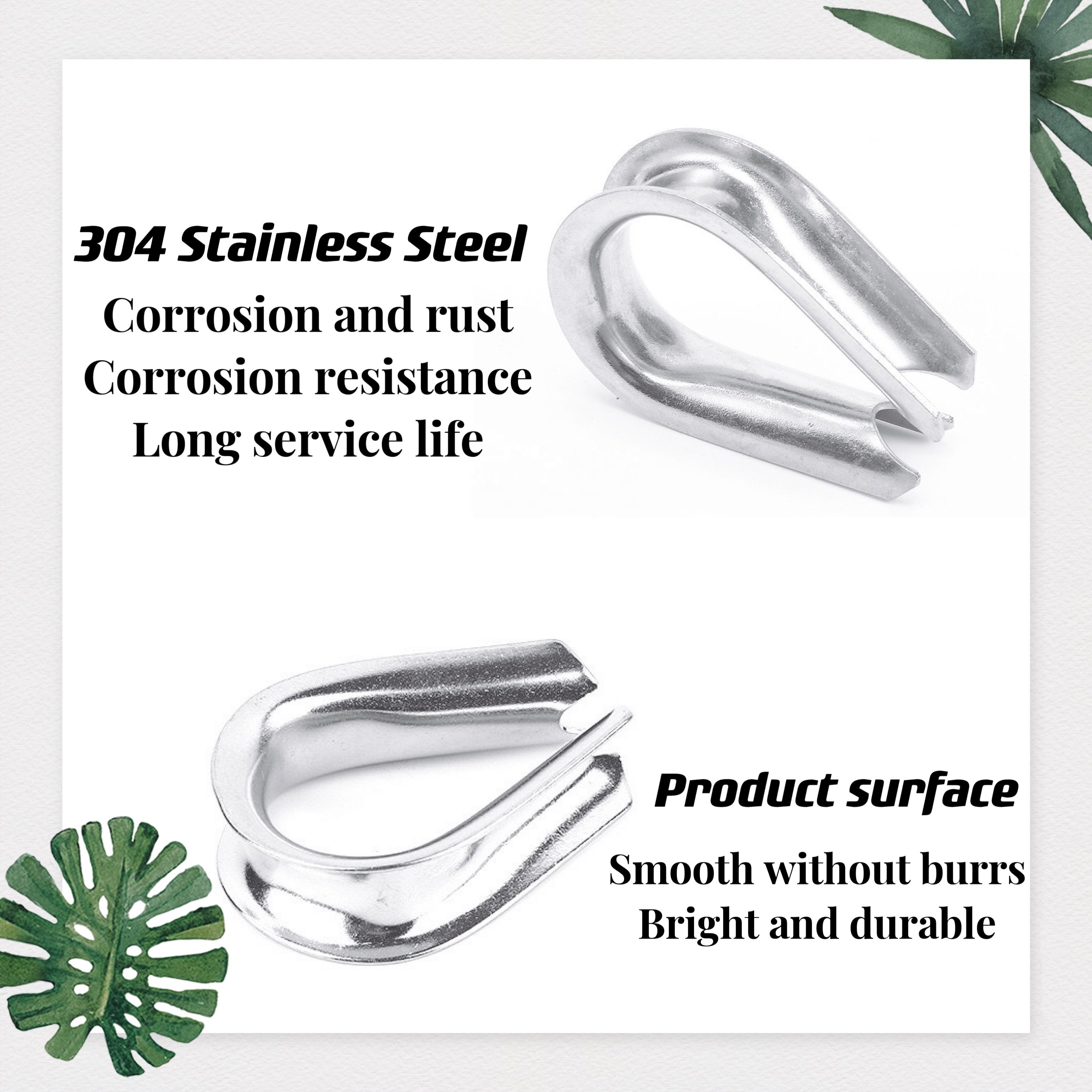 304 Stainless Steel Chain Thimble Wire Rope Cable Thimbles Rigging Loos Cableware Thimble