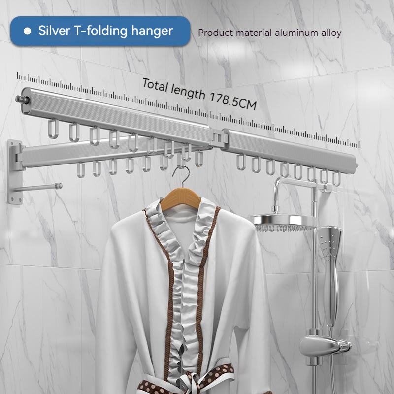 YULN Wall Mounted Clothesline Hangers Racks Folding Clothes Hanger Retractable Aluminum Alloy Cloth Hanging Drying Rack