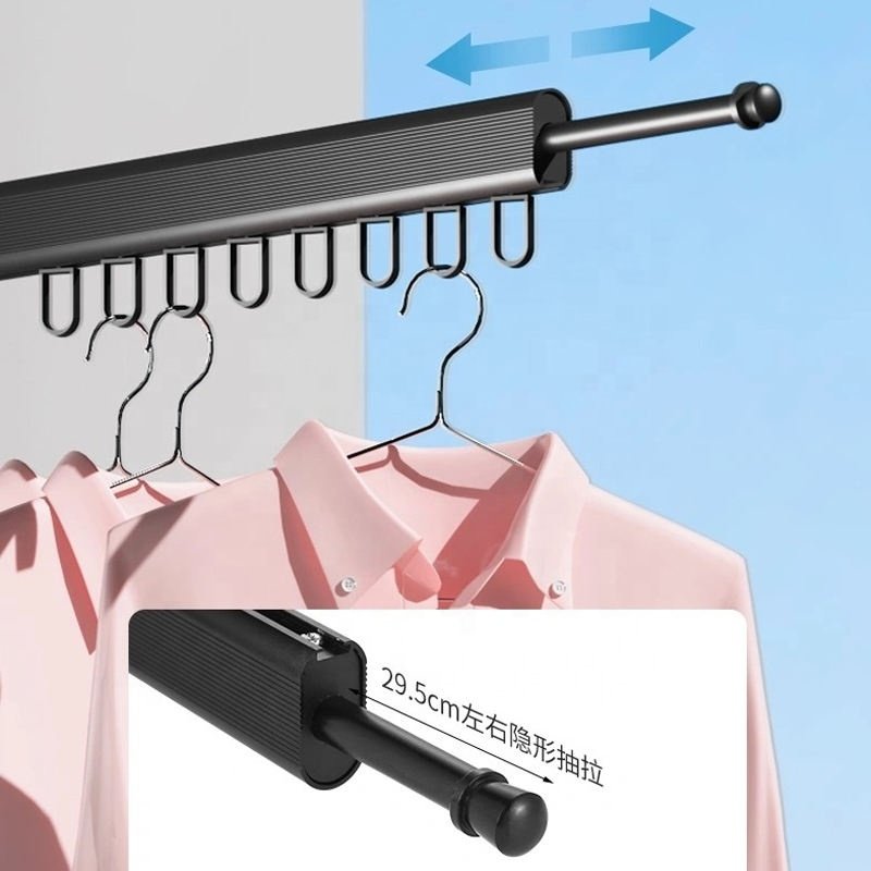 YULN Wall Mounted Clothesline Hangers Racks Folding Clothes Hanger Retractable Aluminum Alloy Cloth Hanging Drying Rack