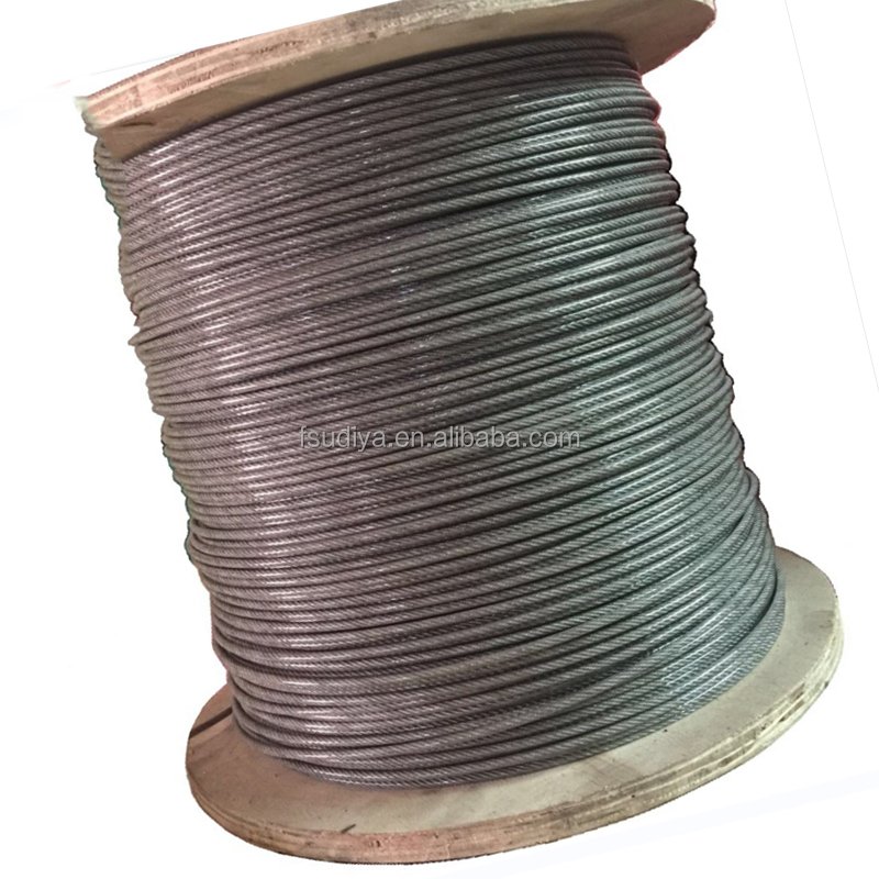 7*7 201/304/316 1.2/1.5 transparent PVC coated stainless steel wire rope steel wire cable