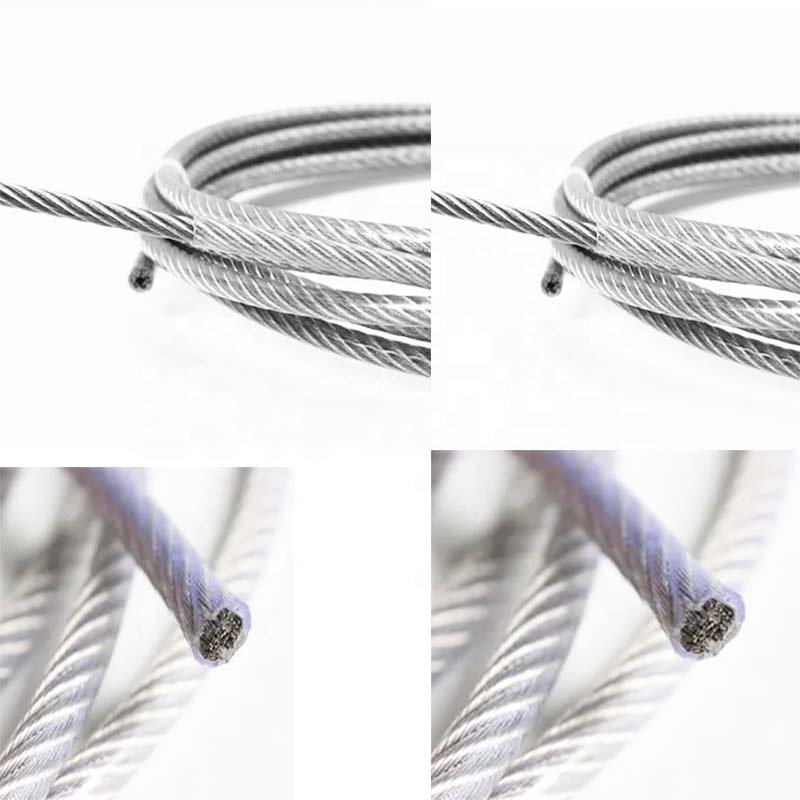 7*7 201/304/316 1.2/1.5 transparent PVC coated stainless steel wire rope steel wire cable