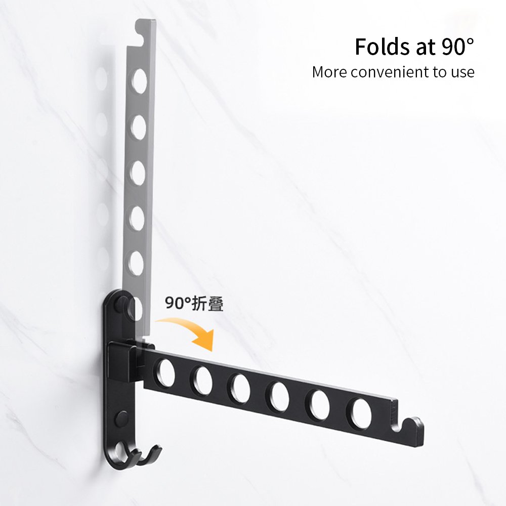 GG27 Aluminum Laundry Clothesline Stainless Steel Retractable Cloth Hook Drying Rack Folding Wall Mounted Clothes Hanger Rack