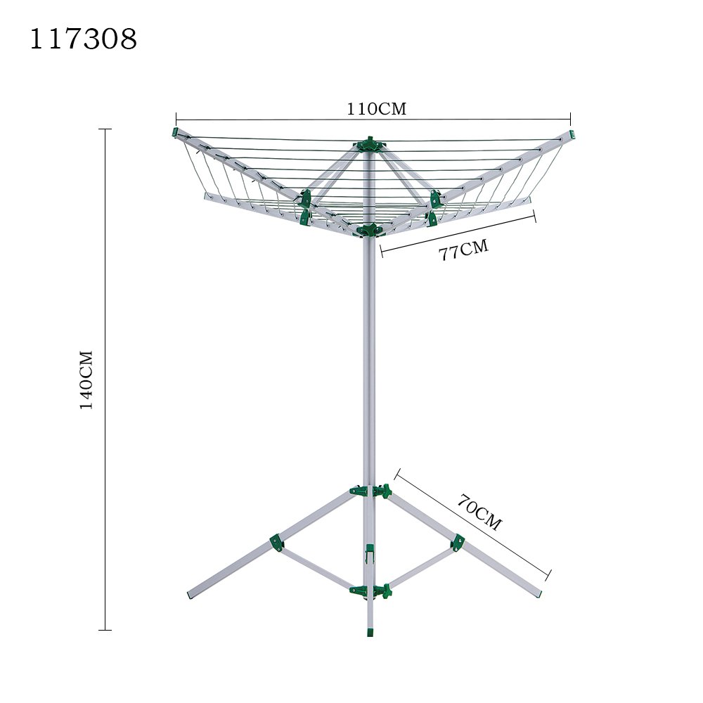 Factory Supplying 30M 3 Arms Aluminum Shape With Feet Dryer Umbrella Rotary Cloth Fold Clothes Drying Rack