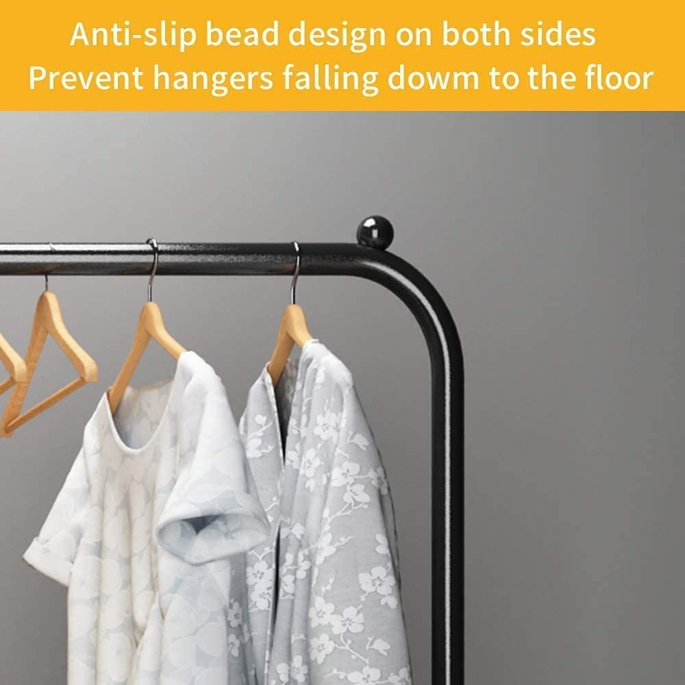 Garment Rack Drying Rack, Freestanding Clothes Hanger, Double Rails Bedroom Clothing Rack with 2-Tier