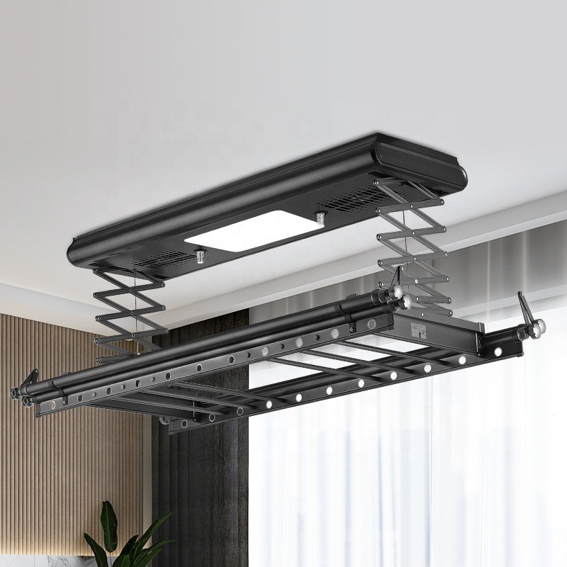 Retractable folding aluminum auto clothesline Indoor ceiling wall mounted laundry dry drying hanger rack heater dryer