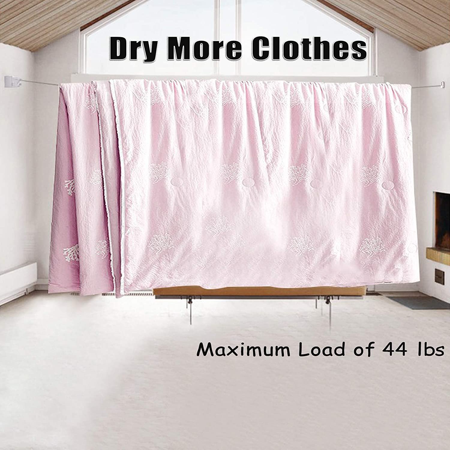 4.2M Wall Stainless Steel Double Clothes Lines Retractable Japanese Indoor Clothesline for Balcony