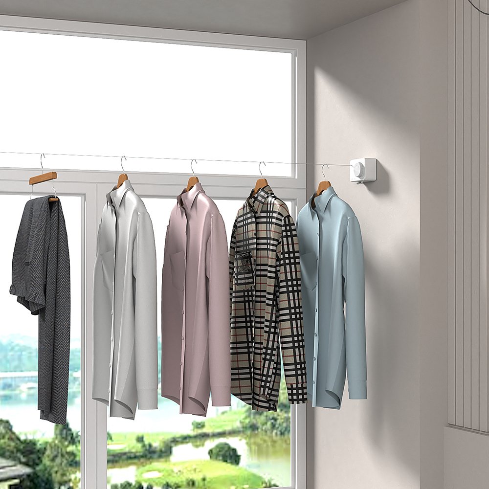 Hotel Elastic Windproof Non-slip Telescopic Wall Space Saver Mounted Clothesline