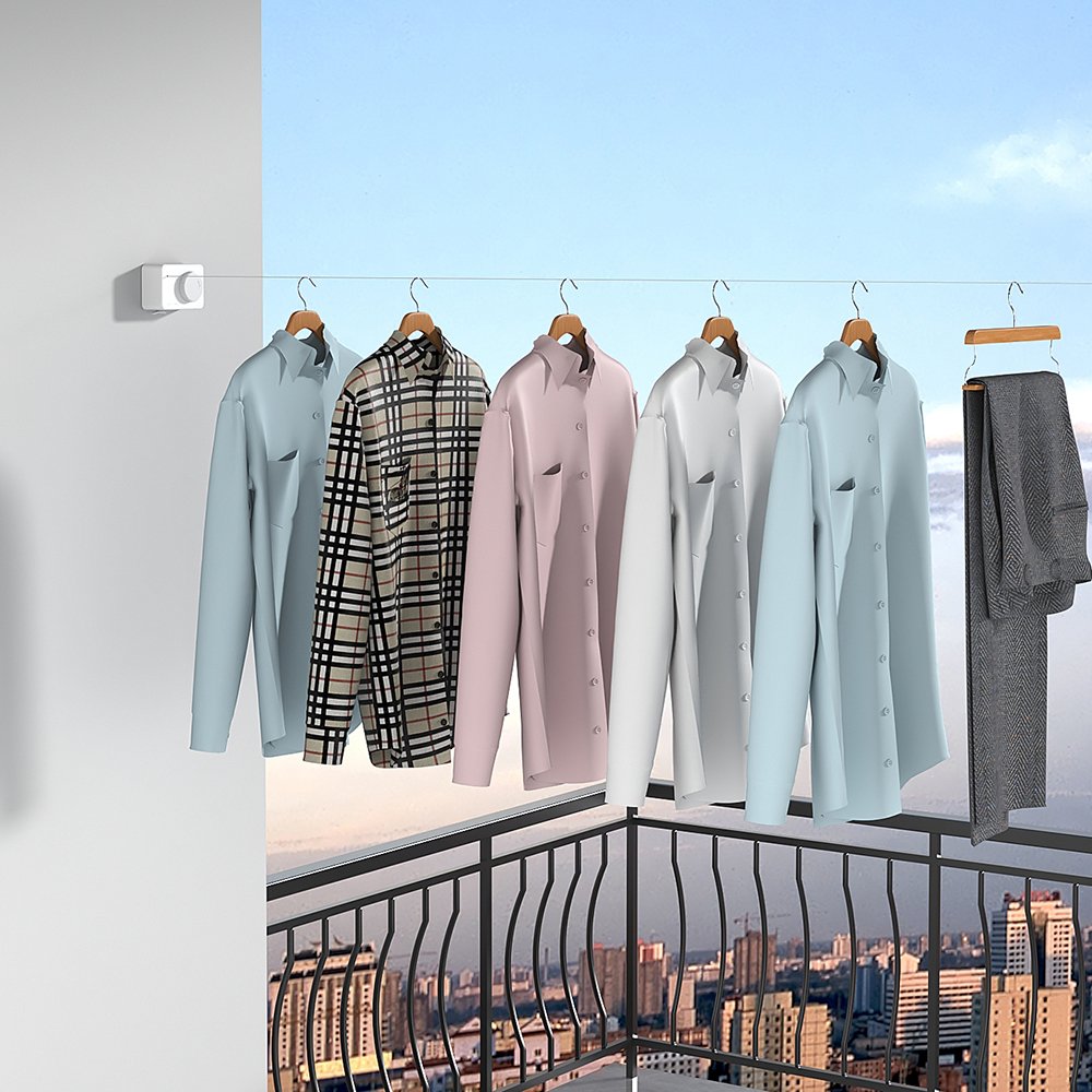 Hotel Elastic Windproof Non-slip Telescopic Wall Space Saver Mounted Clothesline