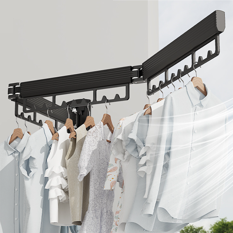 OWNSWING Folding Clothes Hanger Indoor Retractable Cloth Drying Rack Space Saving Laundry Clothesline Wall Mounted Clothing Rack