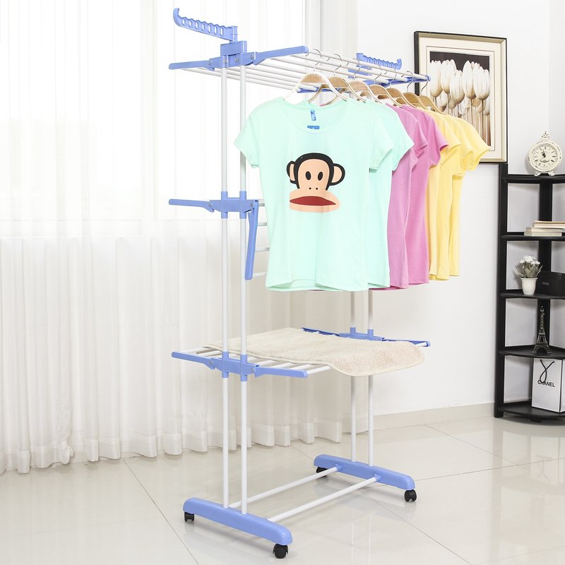 Large Capacity Clothes Rack With 3 folding tiers