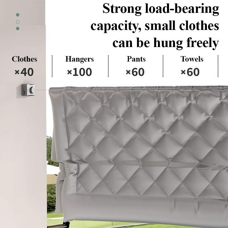 5.1M Wall Mounted Steel Wire Retractable Balcony Shrinkable Clothes Line Indoor Outdoor Clothesline