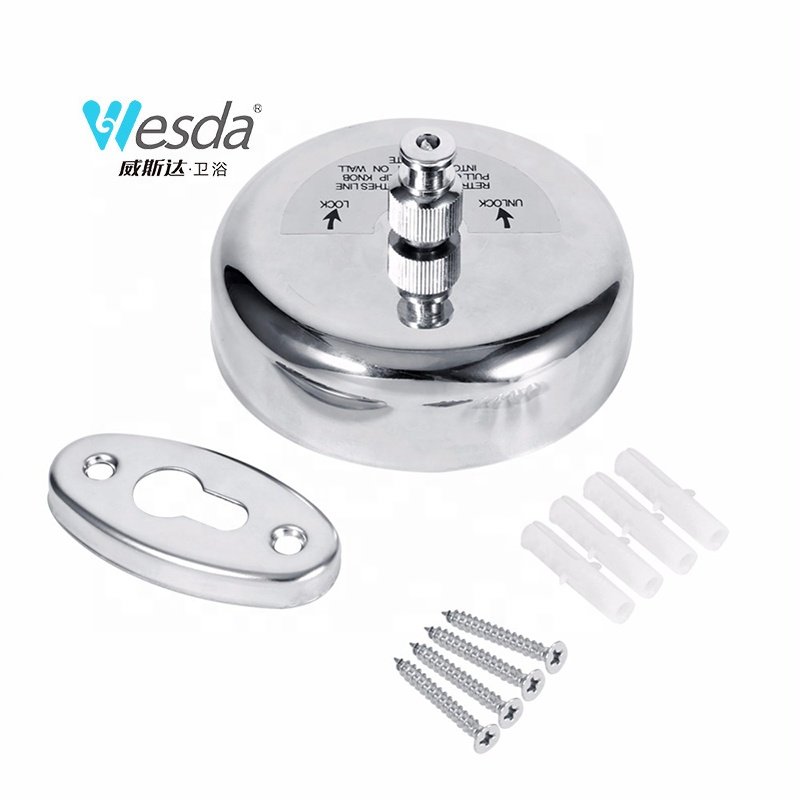 WESDA Wholesale Heavy Duty Modern Design Wall Mount Stainless Steel Clothesline Retractable Hotel Clothesline