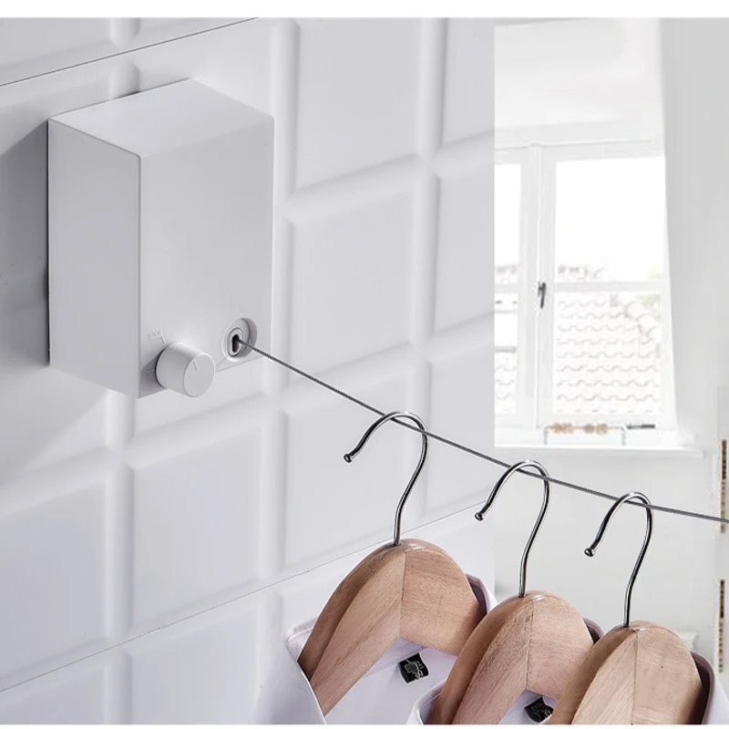 Indoor Outdoor Wall Mount Clothesline Stainless Steel Retractable Washing Line Stainless Steel Clothes Drying Line For Balcony