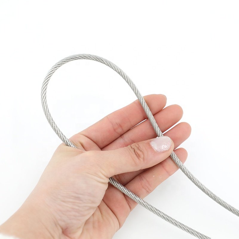 Steel PVC Coated Flexible Wire Rope Cable 7*7 Transparent Stainless Steel Clothesline Diameter 4mm