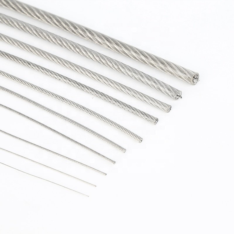 Steel PVC Coated Flexible Wire Rope Cable 7*7 Transparent Stainless Steel Clothesline Diameter 4mm