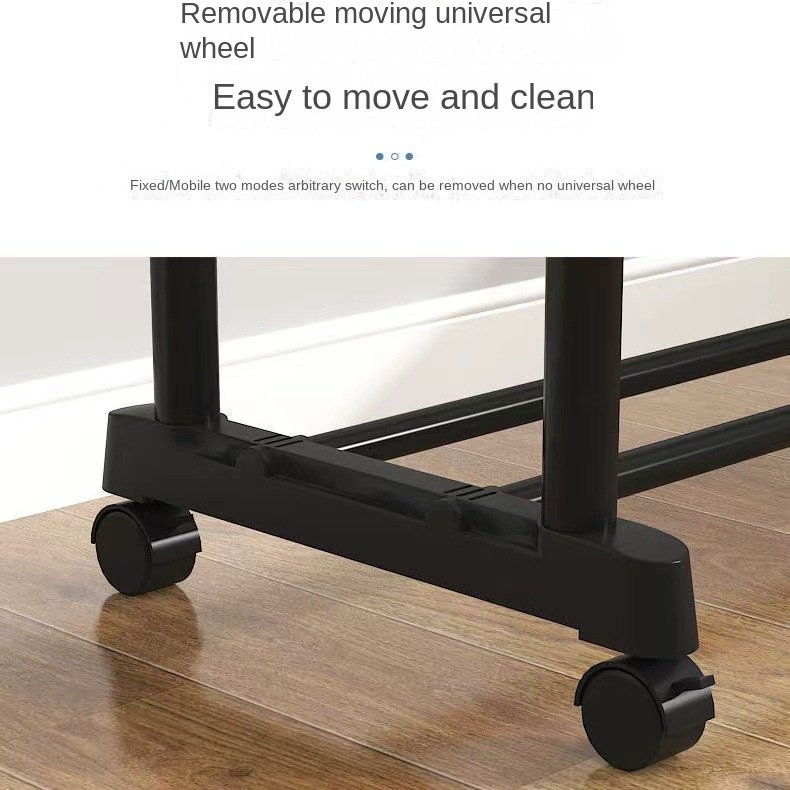 Simple Telescopic Indoor Mobile Clothes Rack Floor-standing Home Use Bedroom Living Room Balcony Dryer Household Storage Rack