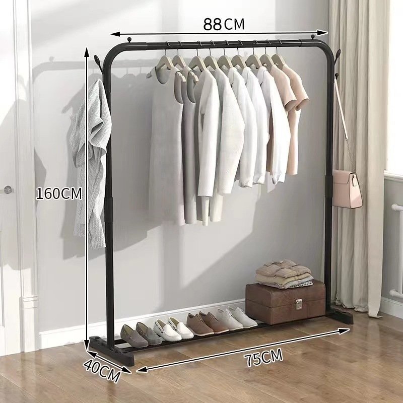 Simple Telescopic Indoor Mobile Clothes Rack Floor-standing Home Use Bedroom Living Room Balcony Dryer Household Storage Rack