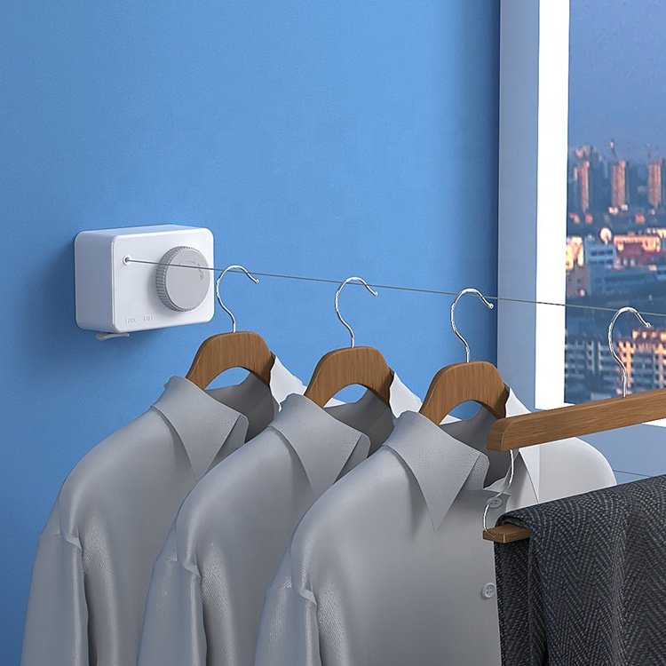 Wall Mounted Hotel Balcony Laundry Colored Clothes Dry Line Rope Retractable Hanger Indoor