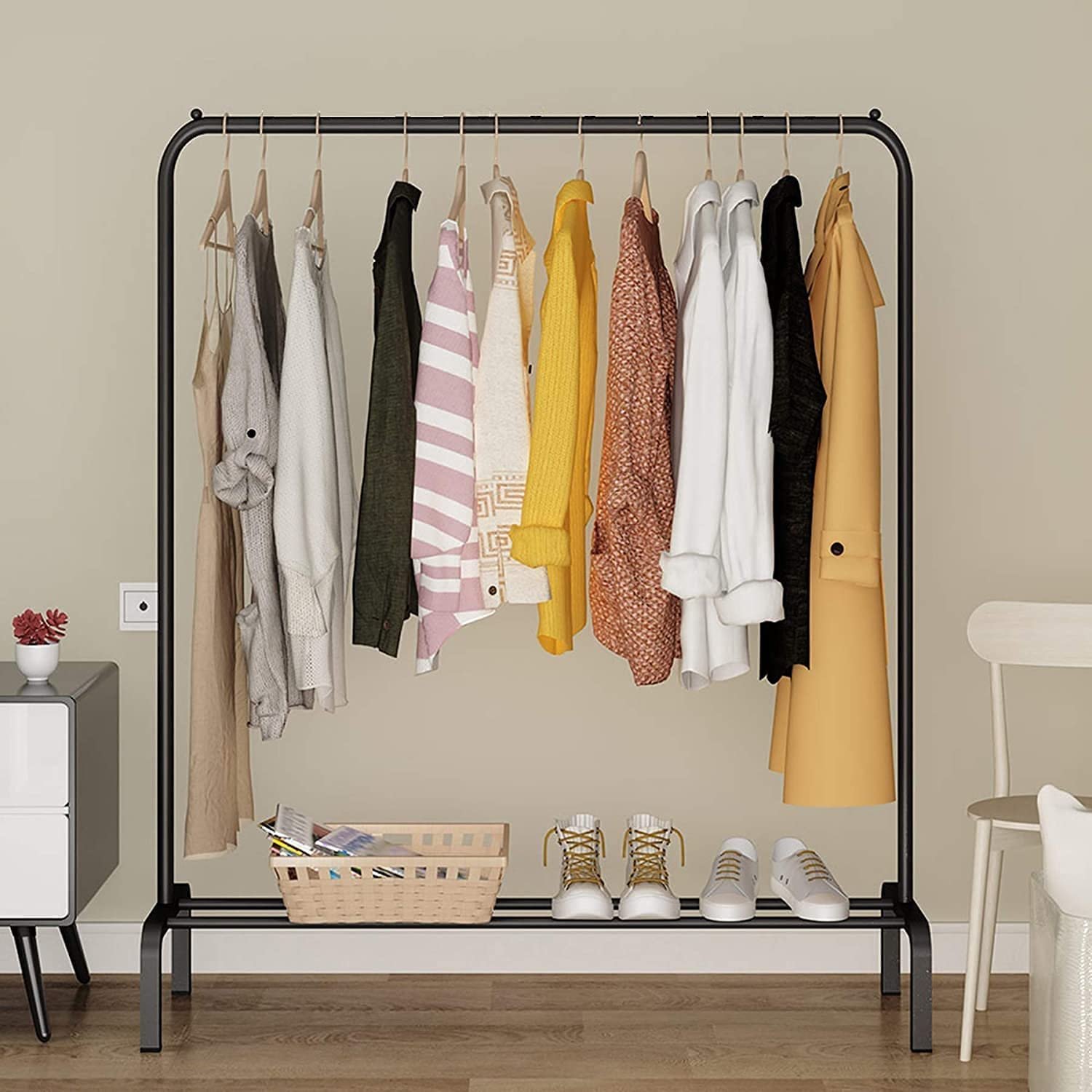 Multipurpose Clothes Rack with Bottom Shelf, Closet Organizer Coat Hanger/Freestanding Clothes Stand Garment stand