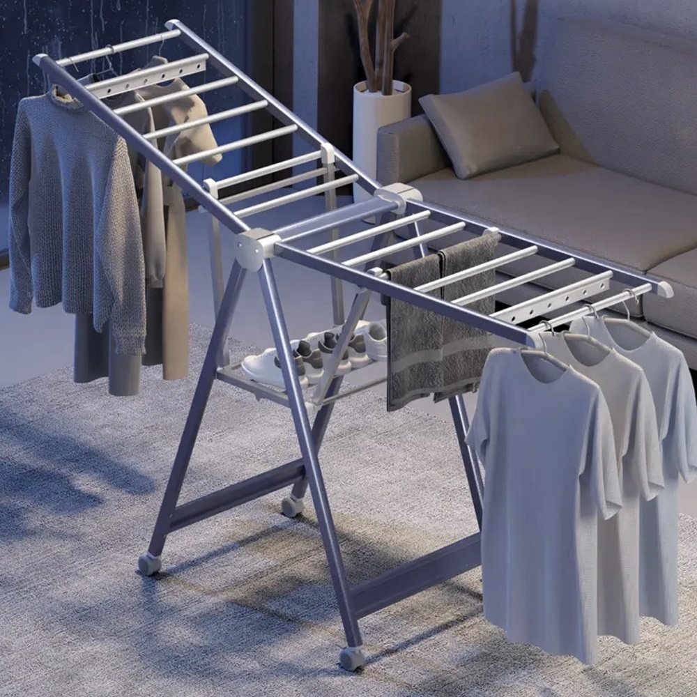 Aluminum Laundry Clothesline Retractable Cloth Hook Drying Rack Folding Wall Mounted Clothes Hanger Rack Set