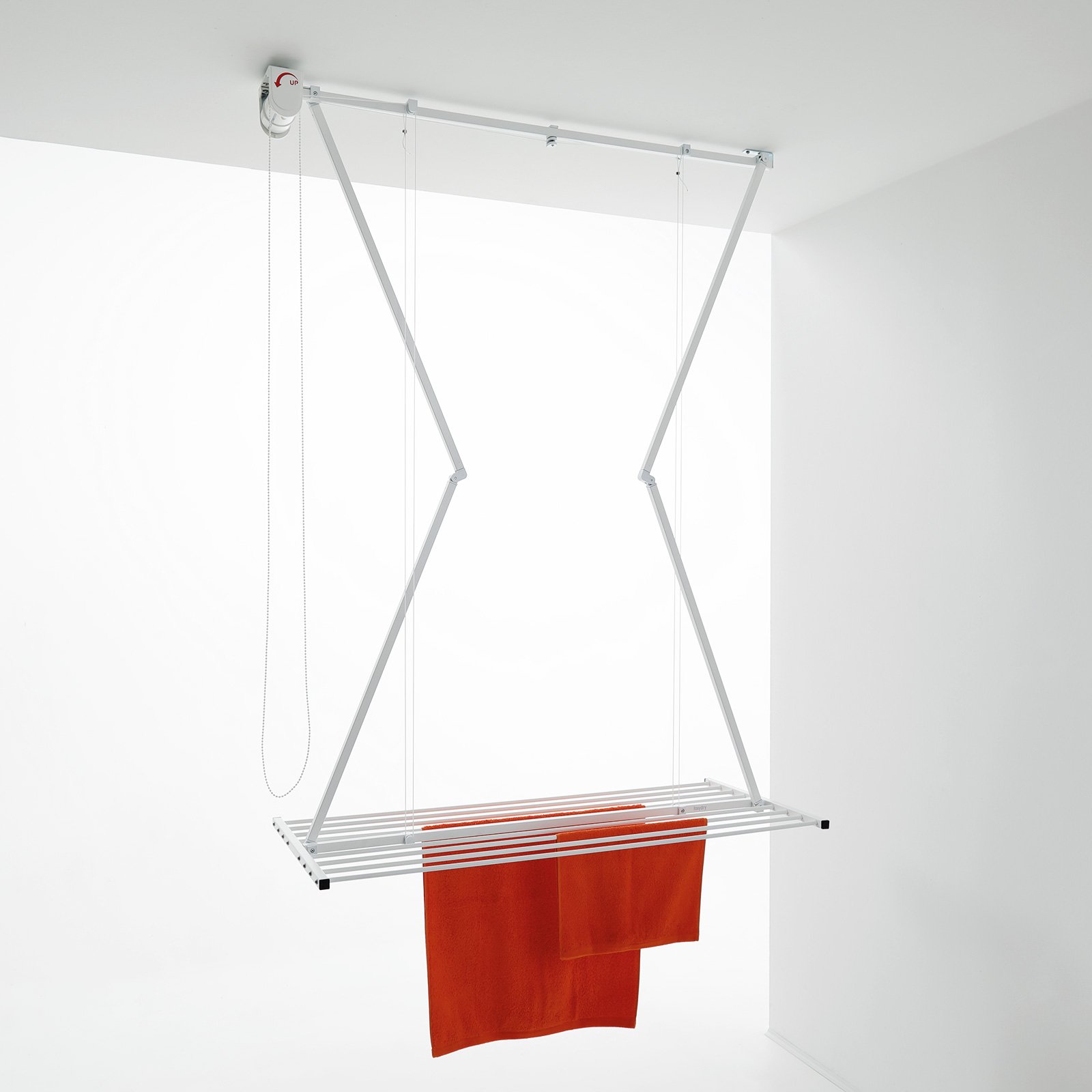 Premium Quality Ceiling clothes drying rack vertical clothes airer Made in Italy clothesline WHITE 128x54x25 cm