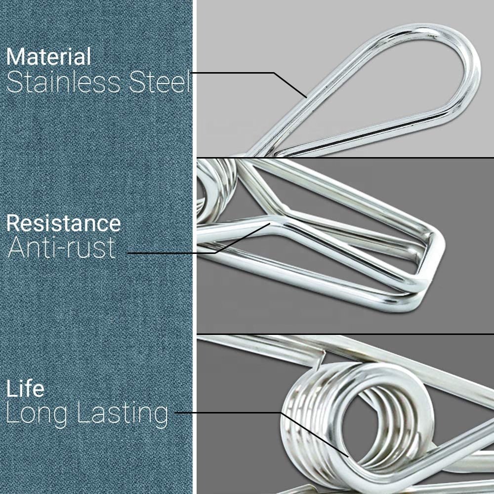 Wire Laundry Chip Clips Multi-Purpose Stronger Grip Metal Clothespins for Clothesline Laundry Paper Towel Foodbags