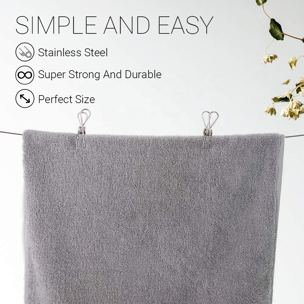 Wire Laundry Chip Clips Multi-Purpose Stronger Grip Metal Clothespins for Clothesline Laundry Paper Towel Foodbags